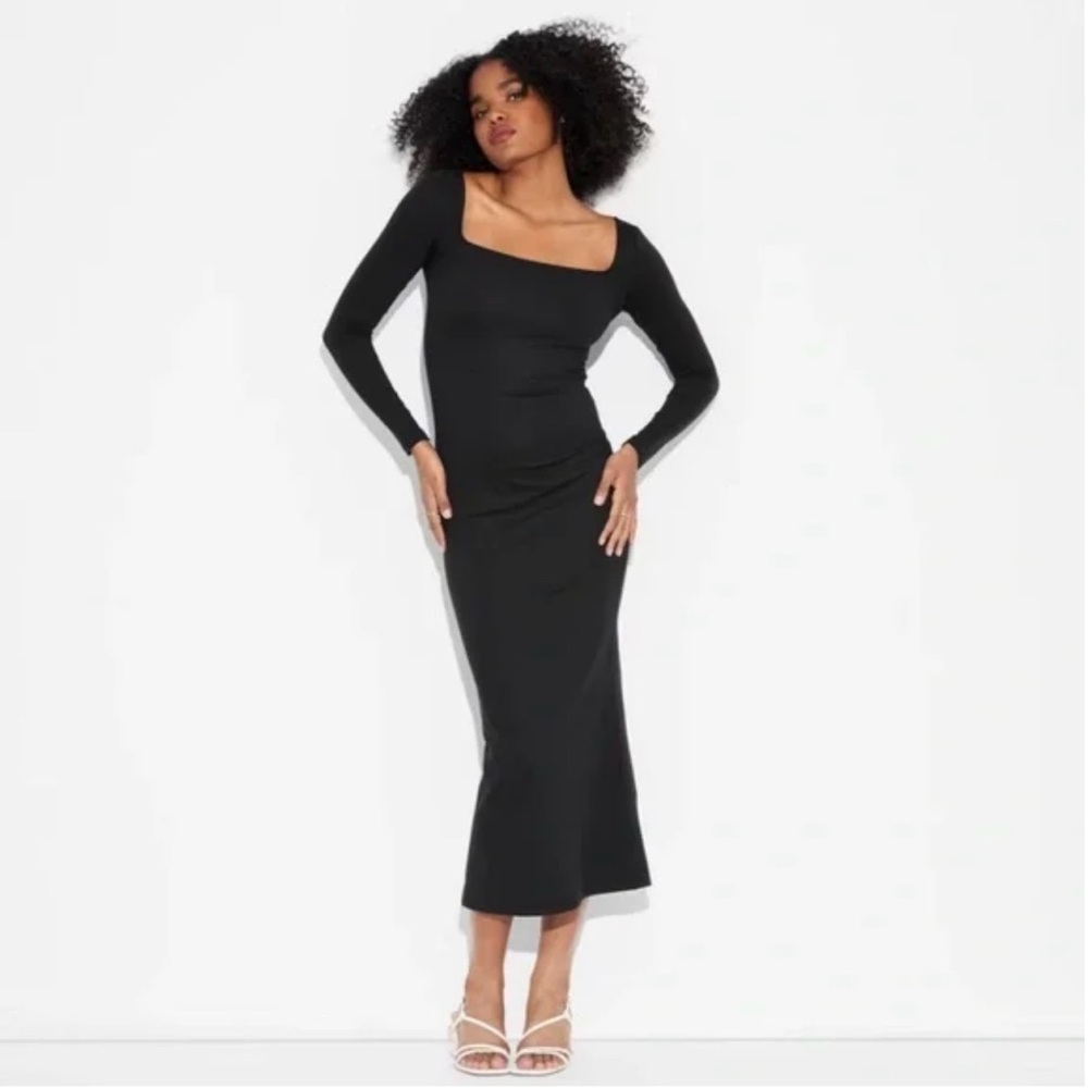 Women’s wild fable long sleeve rib knit long sleeve midi dress, size medium